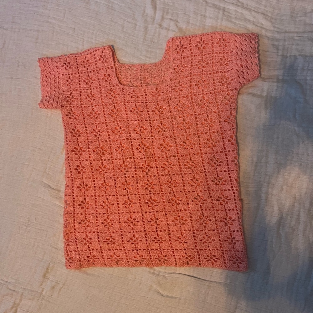 Handmade peach crochet top